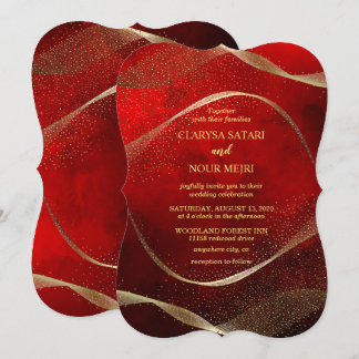 Modern, Stylish Gold and red Invitation