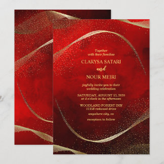 Modern, Stylish Gold and red Invitation