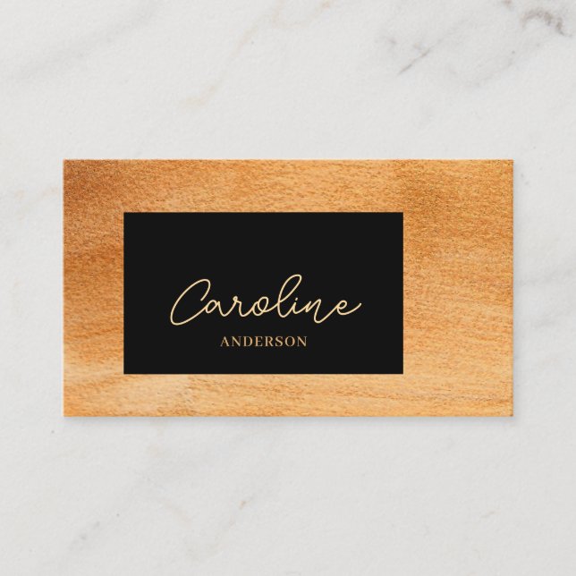 Modern Stylish Gold Black Business Card (Front)