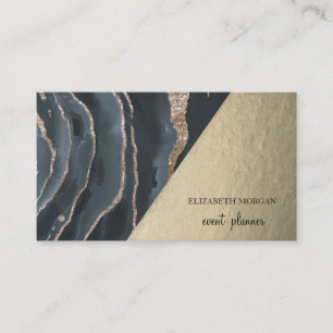 Modern Stylish Gold Black Marble,Geometric Business Card