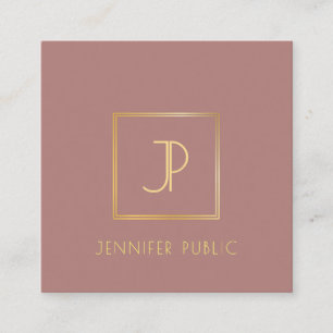 Modern Stylish Gold Monogram Template Trendy Chic Square Business Card
