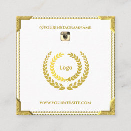 Modern Stylish Gold White Elegant Square Business Card