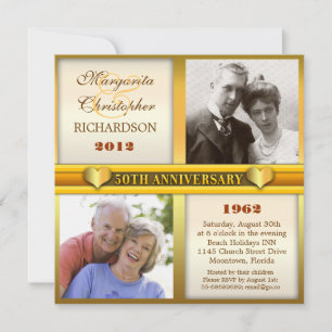 modern stylish golden 50th anniversary invitations