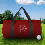 Modern Stylish Golfer Monogram & Name Personalised Duffle Bag<br><div class="desc">Personalised golf duffle bags make the perfect gift for any golf enthusiast who values style, function, and custom design. This sleek red duffle features a bold circular golf emblem with crossed golf clubs, a golf ball, and star accents, along with space to personalise the name and initials for a clean,...</div>
