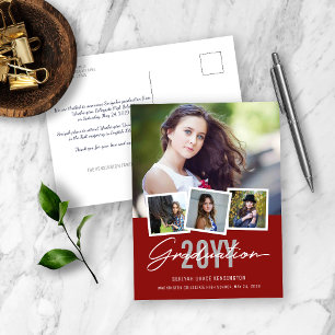 Modern Stylish Graduation Class of 2019 4 Photo Postcard