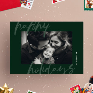 modern stylish green photo happy holiday card