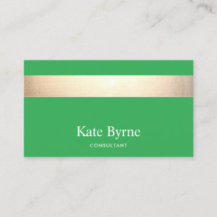 Modern Stylish Green Professional Gold Stripe Business Card