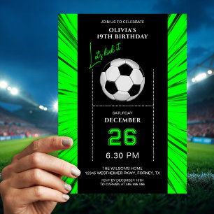 Modern Stylish Green Soccer Birthday Invitation 