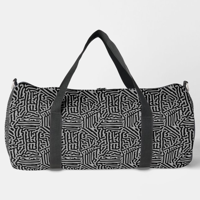 Modern  Stylish Grey & Black Classic   Duffle Bag (Front)