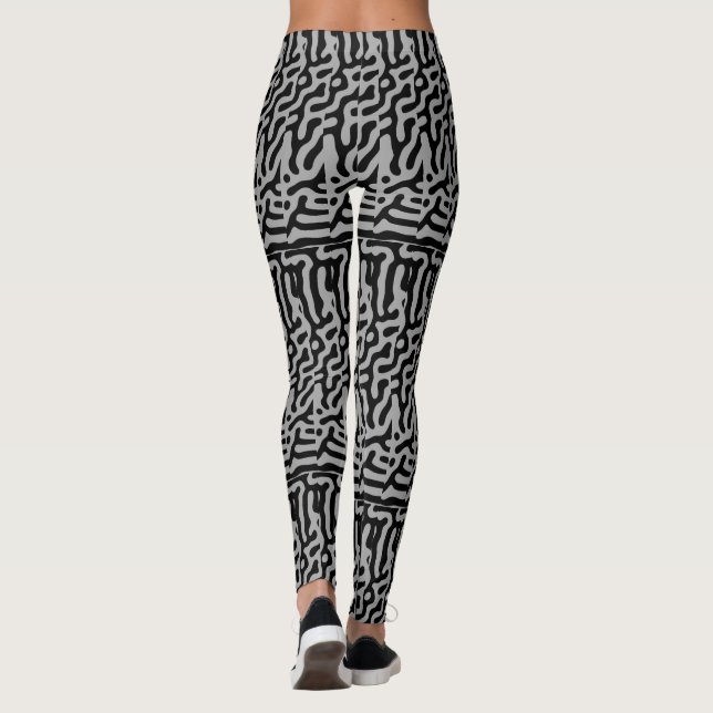 Modern  Stylish Grey & Black Classic  Leggings (Back)