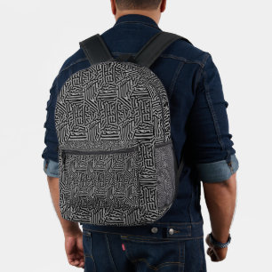 Modern Stylish Grey & Black Classic Printed Backpack