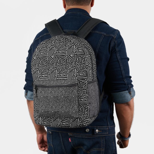 Modern  Stylish Grey & Black Classic   Printed Backpack (Insitu (Model))
