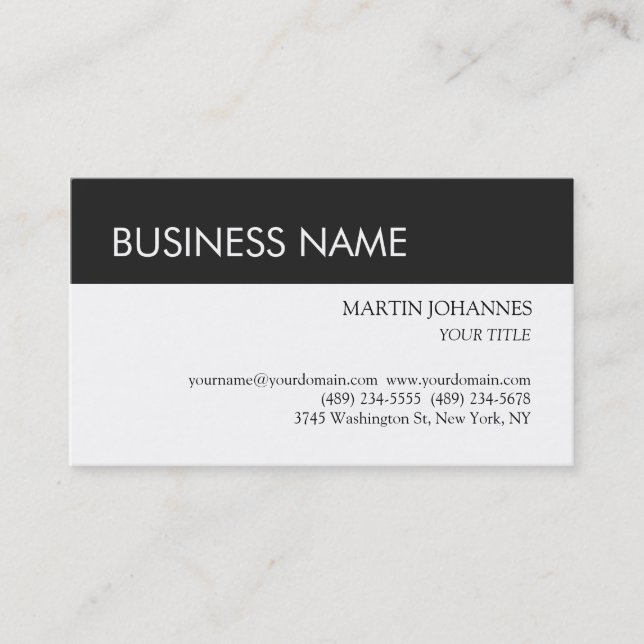 Modern Stylish Grey Black White Business Card (Front)