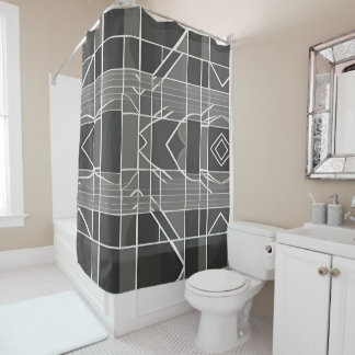 Modern Stylish Grey Geometric Pattern Shower Curtain