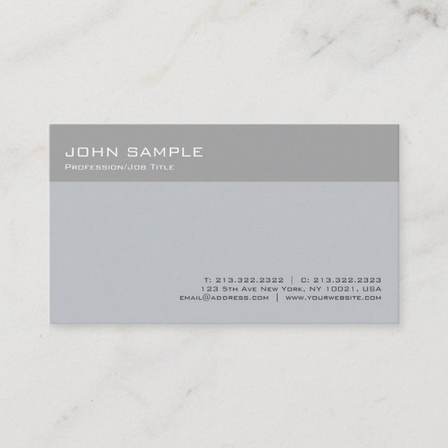 Modern Stylish Grey Professional Minimal Plain Business Card (Front)