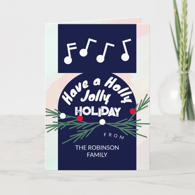 Modern Stylish Jolly Holiday Christmas Greeting Card (Front)