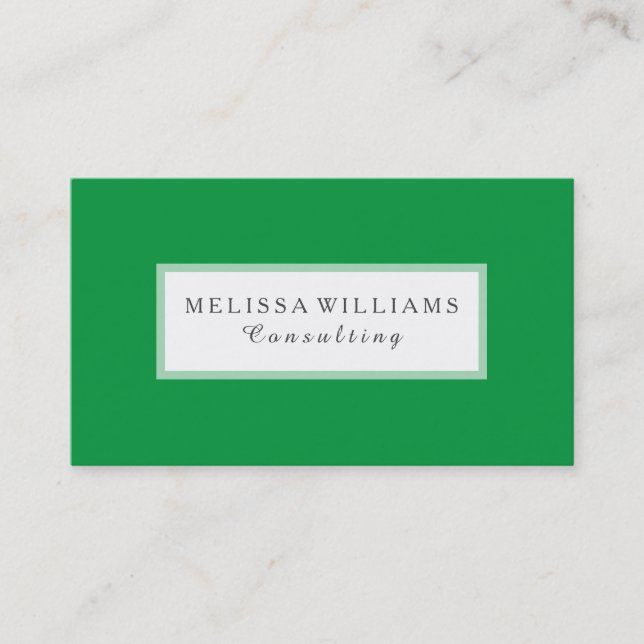 Modern Stylish Kelly Green & White Consulting Business Card (Front)
