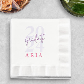 Modern Stylish Lavender Purple Graduation Party Napkin