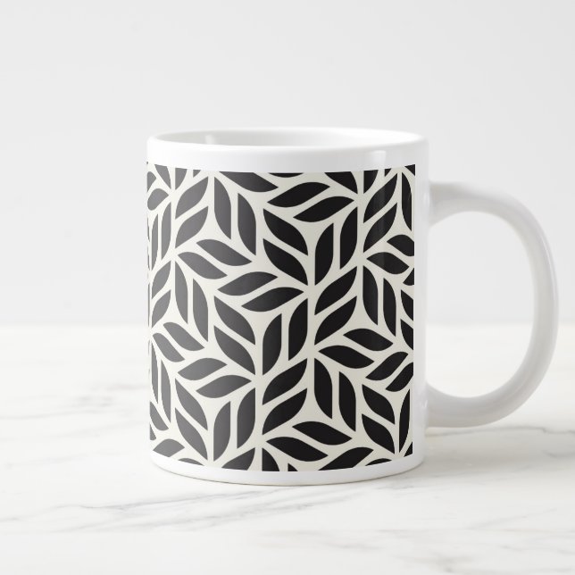 Modern Stylish Leaf Pattern Large Coffee Mug (Right)