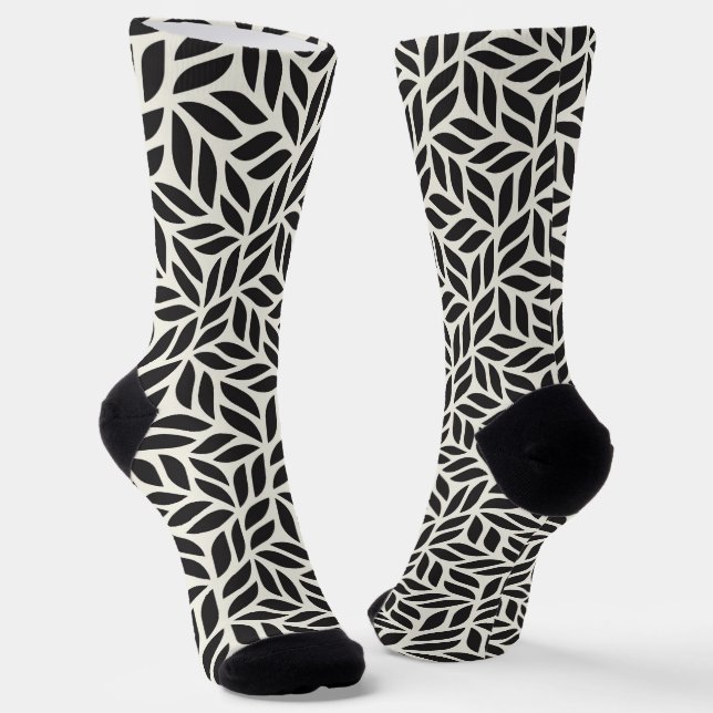 Modern Stylish Leaf Pattern Socks (Angled)