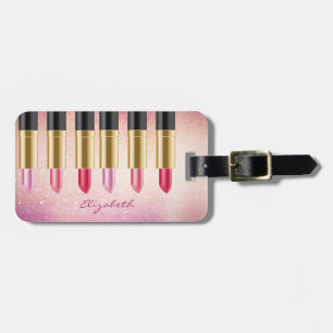 Modern Stylish -Lipsticks,Glitter, Personalised Luggage Tag