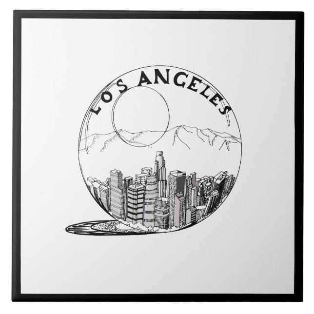 Modern Stylish Los Angeles Sity Black White Tile (Front)