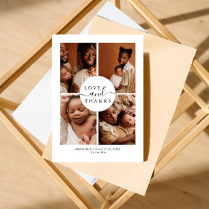 Modern Stylish Love Thanks Photo Birt Announcement