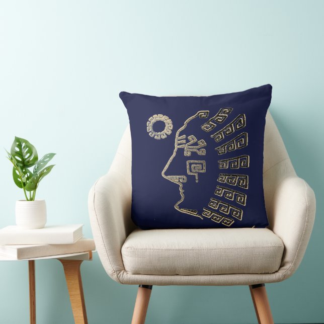 Modern Stylish Machu Picchu on Navy Blue Cushion (Chair)
