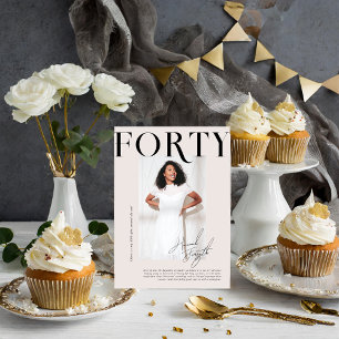 Modern Stylish Magazine   40th Birthday Photo Invitation