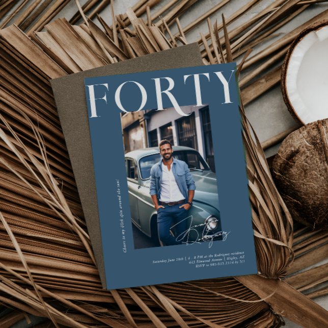 Modern Stylish Magazine | 40th Birthday Photo Invitation (Creator Uploaded)