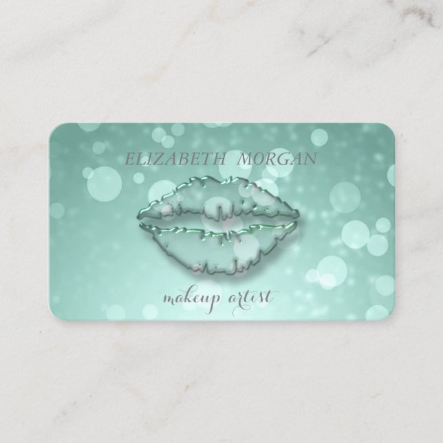 Modern Stylish,Makeup Artist,Bokeh,Lips Business Card (Front)