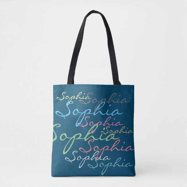 Modern Stylish Maximalist Custom Name Typography Tote Bag (Front)