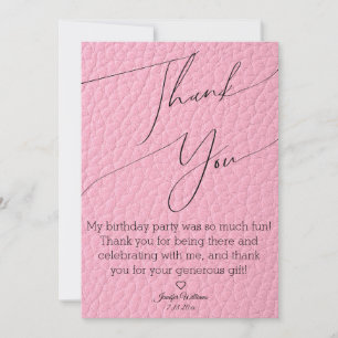 modern stylish minimalist pink thank you birthday card