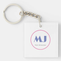 Modern Stylish Monogram Blue White Hairdresser