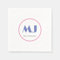 Modern Stylish Monogram Blue White Hairdresser