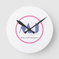 Modern Stylish Monogram Blue White Hairdresser
