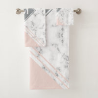 Modern stylish monogram blush pink grey marble