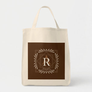 Modern Stylish Monogram Brown Tote Bag