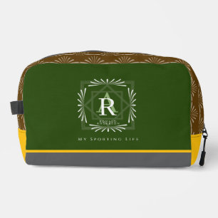 Modern Stylish Monogram Green Dopp Kit