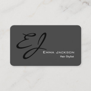 Modern Stylish Monogram Grey Hair Stylist Business Card