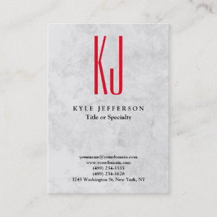 Modern Stylish Monogram Grey Red Trendy Business Card