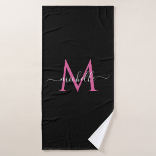 Modern stylish monogram initial personalised bath towel