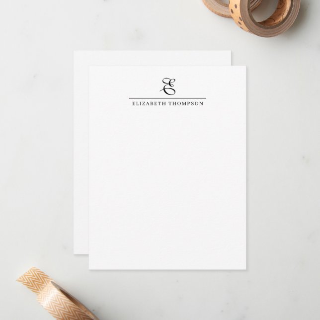 Modern Stylish Monogram Name Vertical Card (Front/Back In Situ)