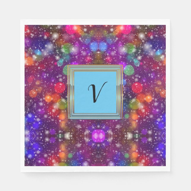 Modern Stylish Monogram Patterns Winter Party Napkin (Front)