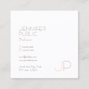 Modern Stylish Monogram Trendy Design Luxury Plain Square Business Card