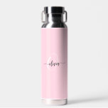 Modern Stylish Monogram Typography Pink Water Bottle<br><div class="desc">A sweet and chic modern design with a stylish and trendy layout of your name and monogram with script typography fonts. The two elements create your own branded logo, which creates sophistication and personality. Shown here with a trendy shade of pink with monogram elements in white and grey. This product...</div>