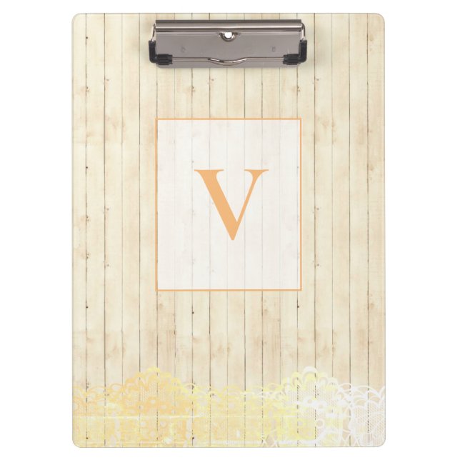 Modern Stylish Monogram Vintage Wood 2 Clipboard (Front)