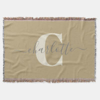 Modern Stylish Monogrammed Name Gold Tan 