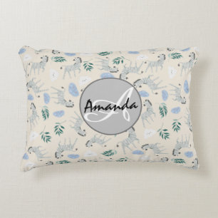 Modern stylish monogrammed nursery safari pink decorative cushion