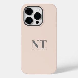Modern Stylish monogrammed pink pastel colour bloc Case-Mate iPhone 14 Pro Case